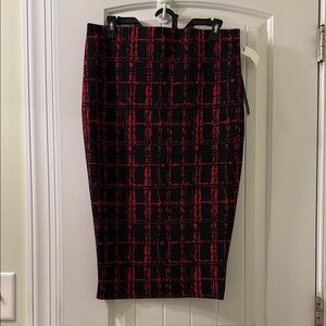 Courtenay Black and Red Checkered Pencil Skirt